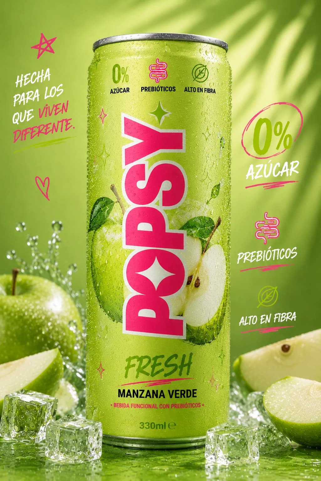 Lata POPSY FRESH sabor Manzana Verde