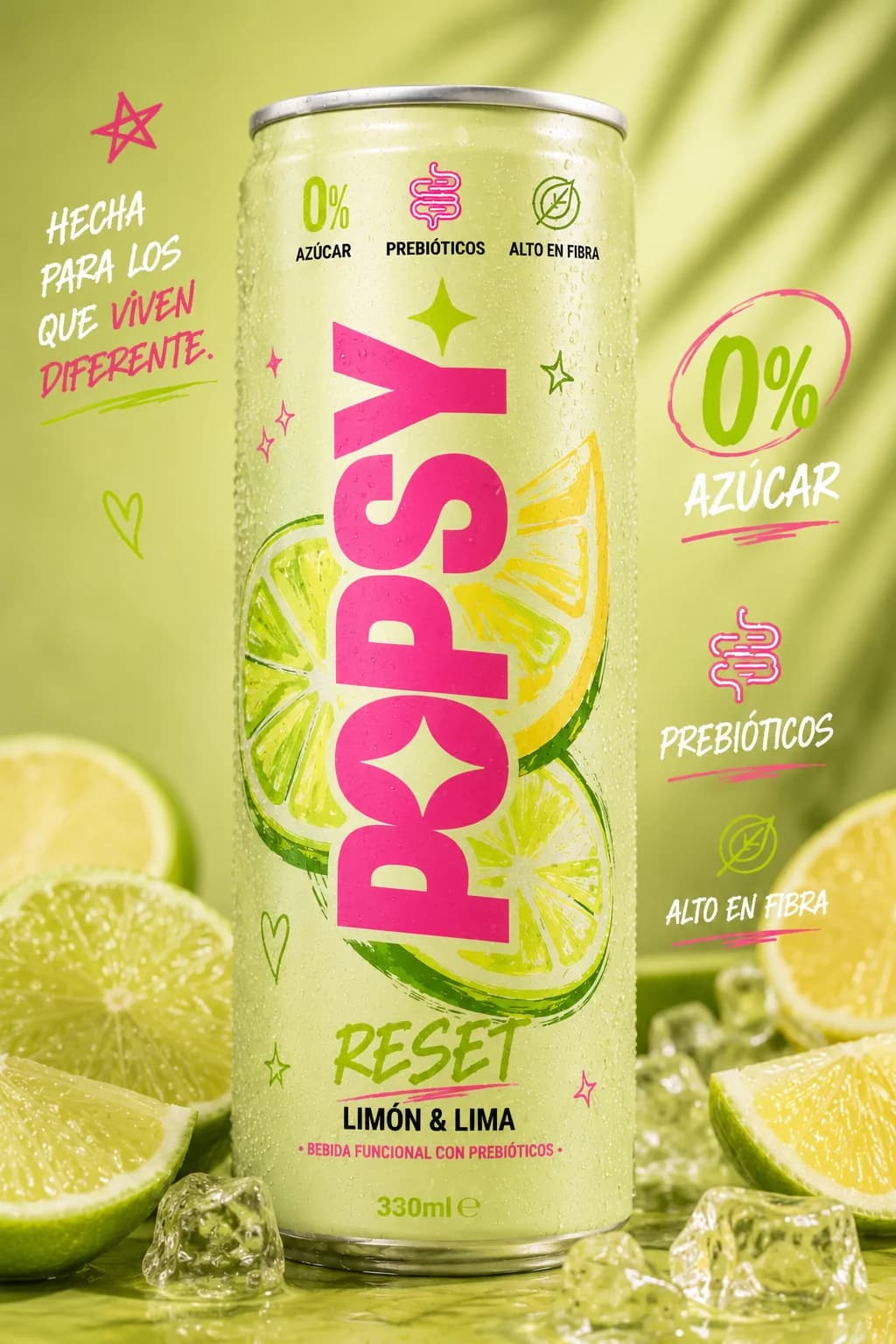 Lata POPSY RESET sabor Limón & Lima